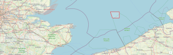 Kaart Realtime sluiten gebied in Belgische wateren met coordinaten 1) 51°33’00” N 002°14’27”O 2) 51°33’00”N 002°26’00”O 3) 51°28’00”N 002°’26’00”O 4) 51°28’00”N 002°17’06”O 5) 51°33’00 N 002°14’27”O