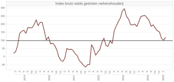 Figuur 2: bruto saldo (als index) voor de gesloten varkenshouderij