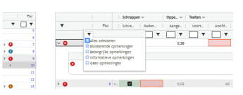 filteren op opmerkingen