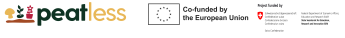 Peatless logo, Co-funded by the EU, Project funded by Swiss confederation