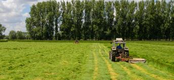 tractor weide boer gras oogst