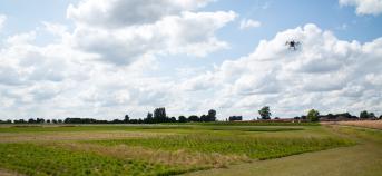 veld met drone erboven