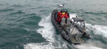 Rhib boot op volle zee